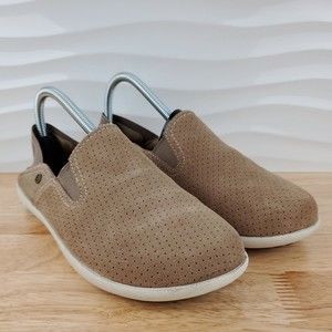 Spenco Sterling Brown Suede Slip On Perforated Comfort Shoes Womens Size 8 B